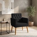 Ver imagem 1 de Poltrona Decorativa para Sala de Espera Tecido Suede Estrutura Resistente Pé em Madeira Natural