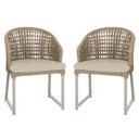 Ver imagem 1 de 2 Cadeira Noronha Aluminio Micro Pintura Champanhe, Tr. Telinha Corda Nautica Rami, Estofado - Bege