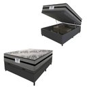 Ver imagem 1 de Cama Box Baú Casal Colchão Gazin com Molas Ensacadas Rubi 138x188x73cm Suede Cinza/preto