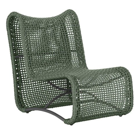 Poltrona Texas Alumínio Preto Corda Náutica Trama Original Verde