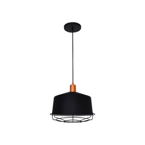 LUMINÁRIA PENDENTE DETROIT MED 1 LAMP E27 PRETO/COBRE - 3158 PT/CB