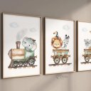 Ver imagem 3 de Kit 3 Quadros Decorativos Infantil - Piui NO2 - 30x40 - Moldura Madeira
