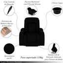 Ver imagem 3 de Poltrona do Papai Reclinável Sala de Cinema Crihs Elétrica Lift Elevação PU Preto Brilho G23 - Gran Belo