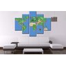 Painel Quadro 5 Partes Mapa Super Mario 100cmx68cm Ref P75 - 1
