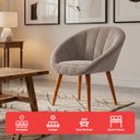Ver imagem 2 de Kit 6 Poltrona Sala Decorativa Sofia Veludo Bege Pés Palito Castanho - Arkell