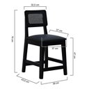 Ver imagem 5 de Kit 2 Banquetas Baixa-cadeira Gabi Madeira Maciça Encosto Telinha Assento Estofado - Preto Assento