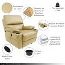 Ver imagem 3 de Poltrona do Papai Sala de Cinema Mia Reclinável Retrátil Power Elétrico Base Fixa Couro Bege G40 - G