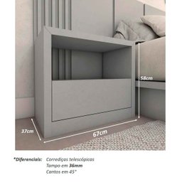 Kit Quarto Sob Medida King MDF Com Cabeceira 3,50m e 2 Mesas Cor:Prata - 4