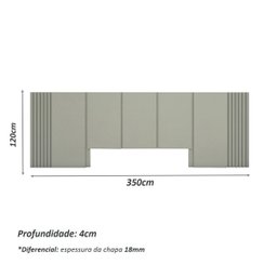 Kit Quarto Sob Medida King MDF Com Cabeceira 3,50m e 2 Mesas Cor:Prata - 5