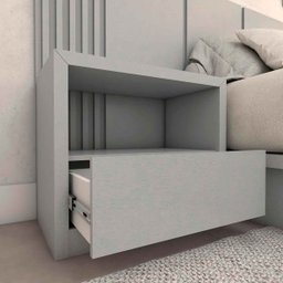 Kit Quarto Sob Medida King MDF Com Cabeceira 3,50m e 2 Mesas Cor:Prata - 3