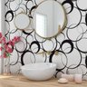 Papel de Parede Adesivo Geométrico Preto e Branco Círculos - SSGE-051 SETE SABA - 4
