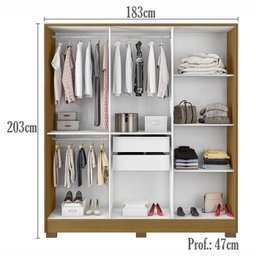 Guarda Roupa Casal 6 Portas 20009 Freijo Ripado Off White PLN - 4
