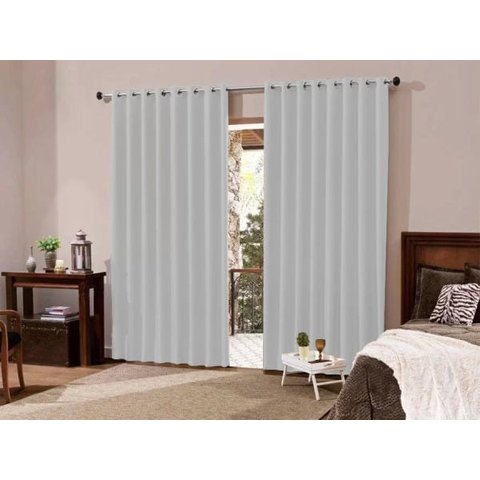 Cortina Blackout Tecido 3x2,3 Sala/Quarto - Cinza Claro