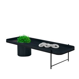 Mesa de Centro Cachepot em Madeira Maciça Ébano Estrutura Metálica Preto - 2