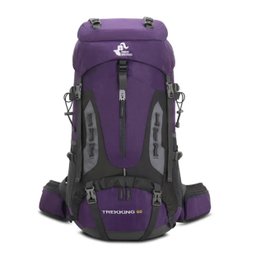Mochila Trilha Camping Caminhada Viagem Confort 60L:Roxo - 6