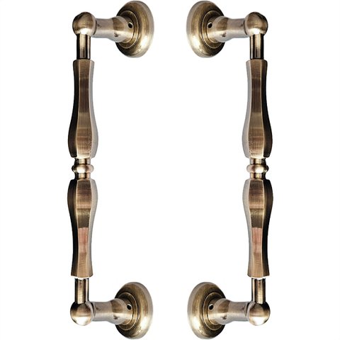 Puxador Duplo Europe Bronze Antigo 306mm Porta Pivotante Correr Madeira Vidro Colonial Clássico Rúst