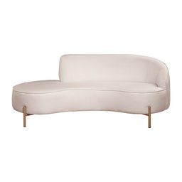 Sofá Curvo 03 Lugares 180cm Braço Esquerdo Thommy Pés Ouro Fosco Linho Off White - Nexta Casa - 6