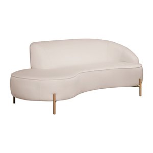 Sofá Curvo 03 Lugares 180cm Braço Esquerdo Thommy Pés Ouro Fosco Linho Off White - Nexta Casa