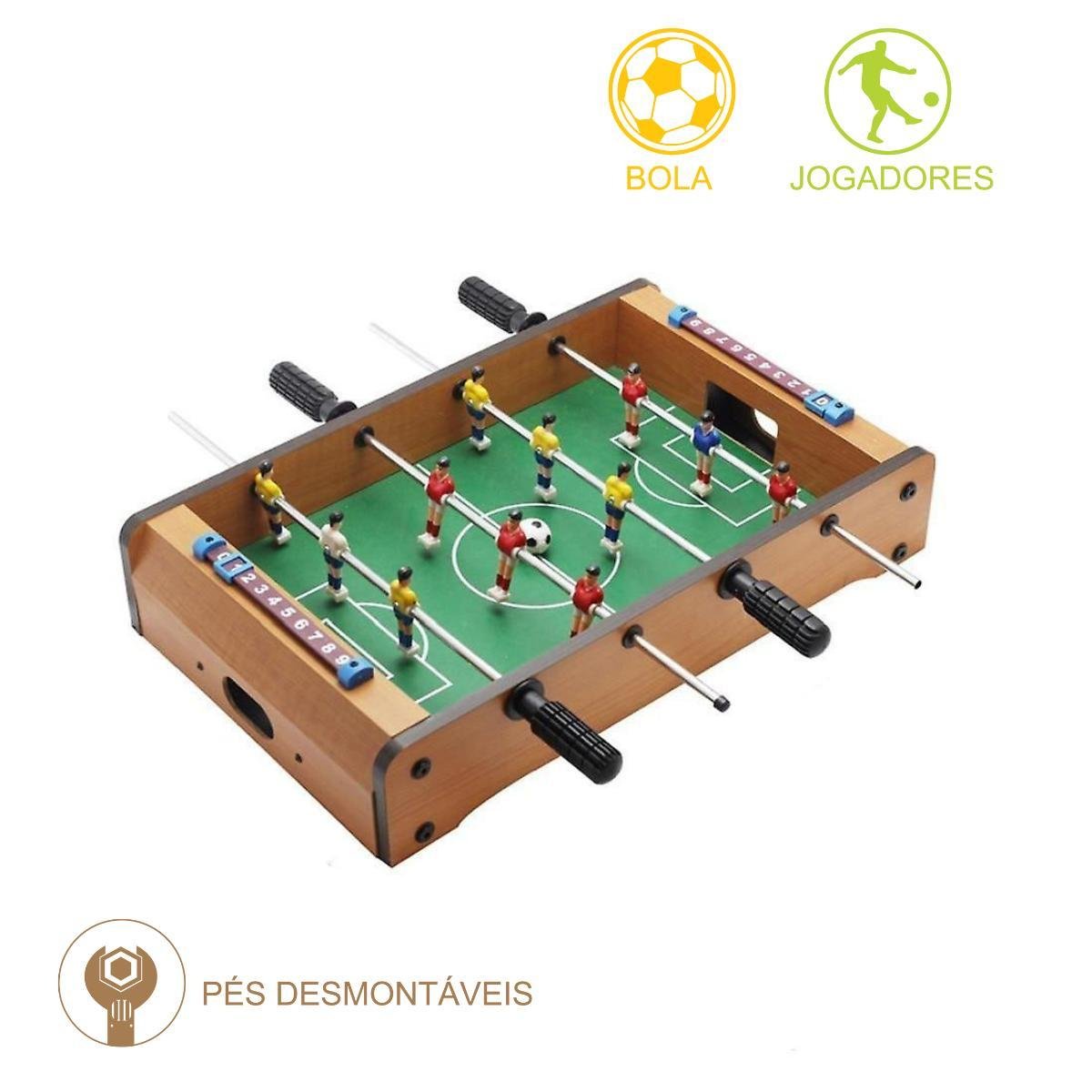 Mesa Jogo de Futebol Pebolim Infantil 9 Jogadores Família - 3