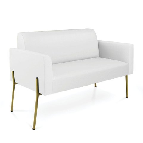 Sofá Namoradeira 2 Lugares Pé de Ferro Dourado Marisa Corino D03 Branco