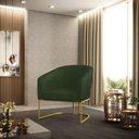 Ver imagem 1 de Poltrona Sala Decorativa Stella Base Industrial Dourada Sintético Pu Verde D03 - D’Rossi