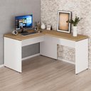 Ver imagem 1 de Mesa em L Escrivaninha 1,20m X 1,50m Escritório F5 Office Cor:macadâmia com Branco