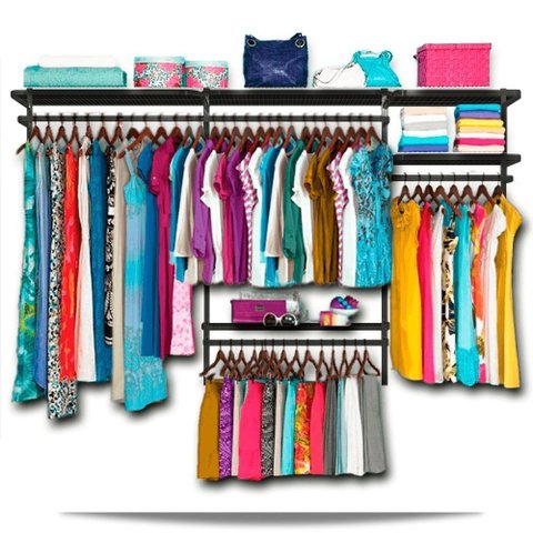 Roupeiro Aramado Quarto Pequeno Closet Feminino Solteiro 2,50m - Preto