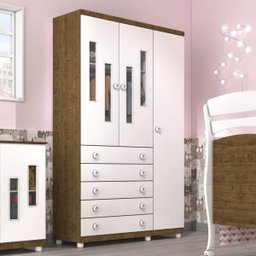Guarda-Roupa Bebê 3 Portas Evolution com Pés Tcil Móveis - 1