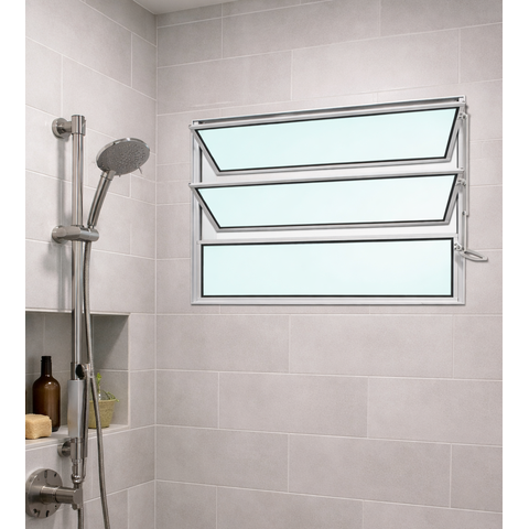 Vitro Basculante 60x100 Alumínio Branco Vidro Liso