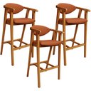 Ver imagem 1 de Kit 03 Banquetas Alta Cozinha Bancada Bar Sala de Jantar Fixa Cecília L02 Tecido Terracota - Lyam De
