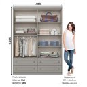 Ver imagem 3 de Guarda Roupa Infantil Americano 4 Portas Cinza – Henn