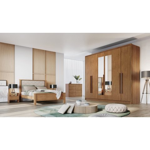 Guarda-Roupa New Vértice 4 Gavetas com Espelho Cumaru Novo Horizonte