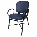 Ver imagem 3 de Cadeira Escritório Ergonômica Azul Executiva Giga Plus Size Reforçada Fixa Courino Sintético