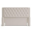 Ver imagem 4 de Cabeceira e Calçadeira Báu Casal Padrão Atena 140cm Capitonê Suede Bege Claro - Desk Design