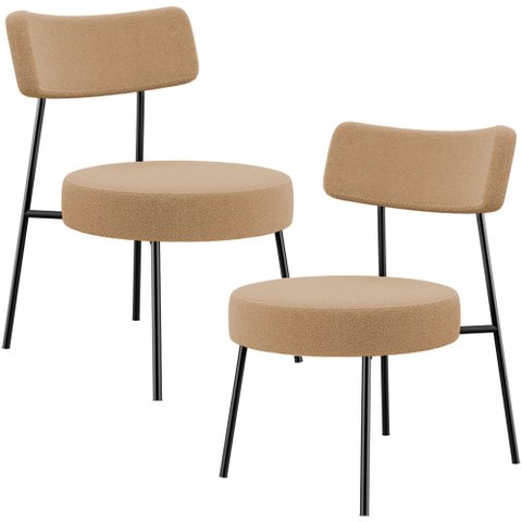 Kit 02 Poltronas Decorativas Para Sala De Estar Base Fixa Londres L02 Bouclê Mostarda - Lyam Lyam De
