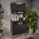 Ver imagem 2 de Armário Aéreo Ceci e Balcão Aparador Buffet Lice M24 Preto - Mpozenato
