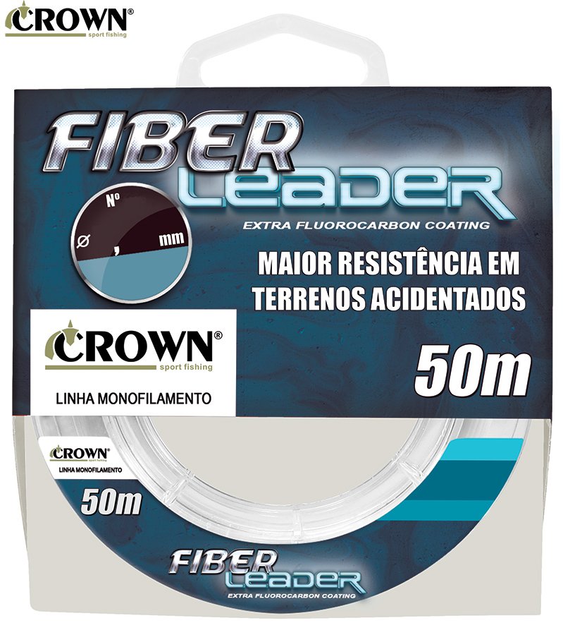 Linha Crown Fiber Leader Revestimento em Fluorcarbon 50m - 18lb - 0,33mm - 1