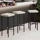 Ver imagem 1 de Kit 03 Banquetas Alta Bar Cozinha Sala de Jantar Preto Stella L02 Linho Champagne - Lyam Decor