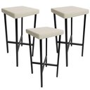 Ver imagem 2 de Kit 03 Banquetas Alta Bar Cozinha Sala de Jantar Preto Stella L02 Linho Champagne - Lyam Decor