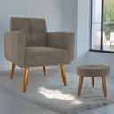 Ver imagem 1 de Conjunto Poltrona e Puff Decorativos Josh Veludo Cappuccino