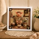 Ver imagem 1 de Quadro Country Porquinho Banheiro 33x33 Mold Branca Vidro