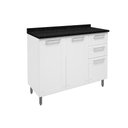 Ver imagem 1 de Balcão de Cozinha Múltipla 6114 3 Portas 2 Gavetas c/Tampo 105cm Branco - Bertolini