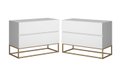 Ver imagem 1 de Conjunto 2 Mesa de Cabeceira Estilo Industrial Branca Base de ferro dourado