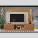 Ver imagem 1 de Home Arezzo 2 Portas Ripadas Para TV Até 75 Polegadas Com Led Cascata Mavaular Naturalle/Off White