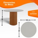 Ver imagem 3 de Sala de Jantar Mesa Jolie Tampo Redondo Vidro 100cm e Base em MDF