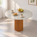 Ver imagem 6 de Sala de Jantar Mesa Jolie Tampo Redondo Vidro 100cm e Base em MDF