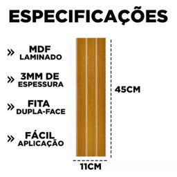 Revestimento de Parede Painel Ripado Freijó em Mdf Decorativo Kit 50 Placas 45x11cm - 3