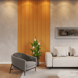 Revestimento de Parede Painel Ripado Freijó em Mdf Decorativo Kit 50 Placas 45x11cm - 2