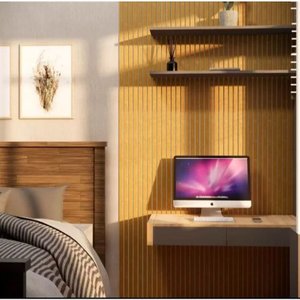 Revestimento de Parede Painel Ripado Freijó em Mdf Decorativo Kit 50 Placas 45x11cm