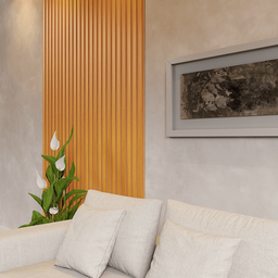 Revestimento de Parede Painel Ripado Freijó em Mdf Decorativo Kit 50 Placas 45x11cm - 1